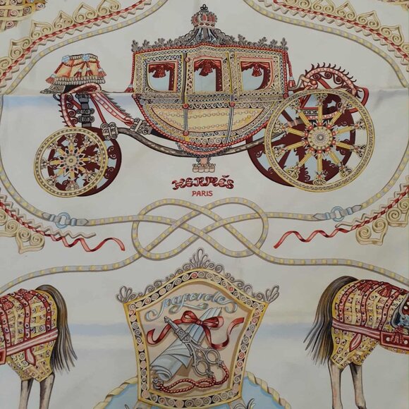 Hermès Paperoles Silk Scarf With Box 90 Carre Light Blue - Picture 2 of 5